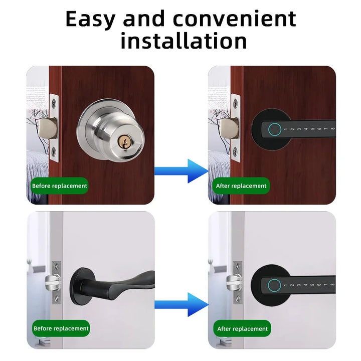 Secure Your Home with RAYKUBE M5: The Ultimate Smart Fingerprint Door Lock – Featuring Password, Key, IC Card, Smartlife, and Tuya APP Unlock!