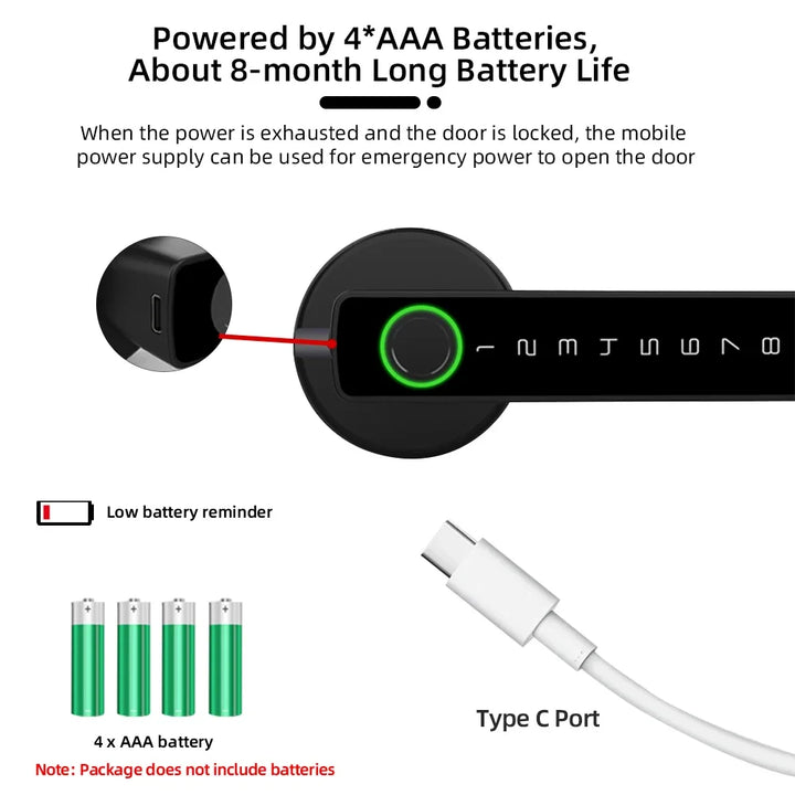 Secure Your Home with RAYKUBE M5: The Ultimate Smart Fingerprint Door Lock – Featuring Password, Key, IC Card, Smartlife, and Tuya APP Unlock!